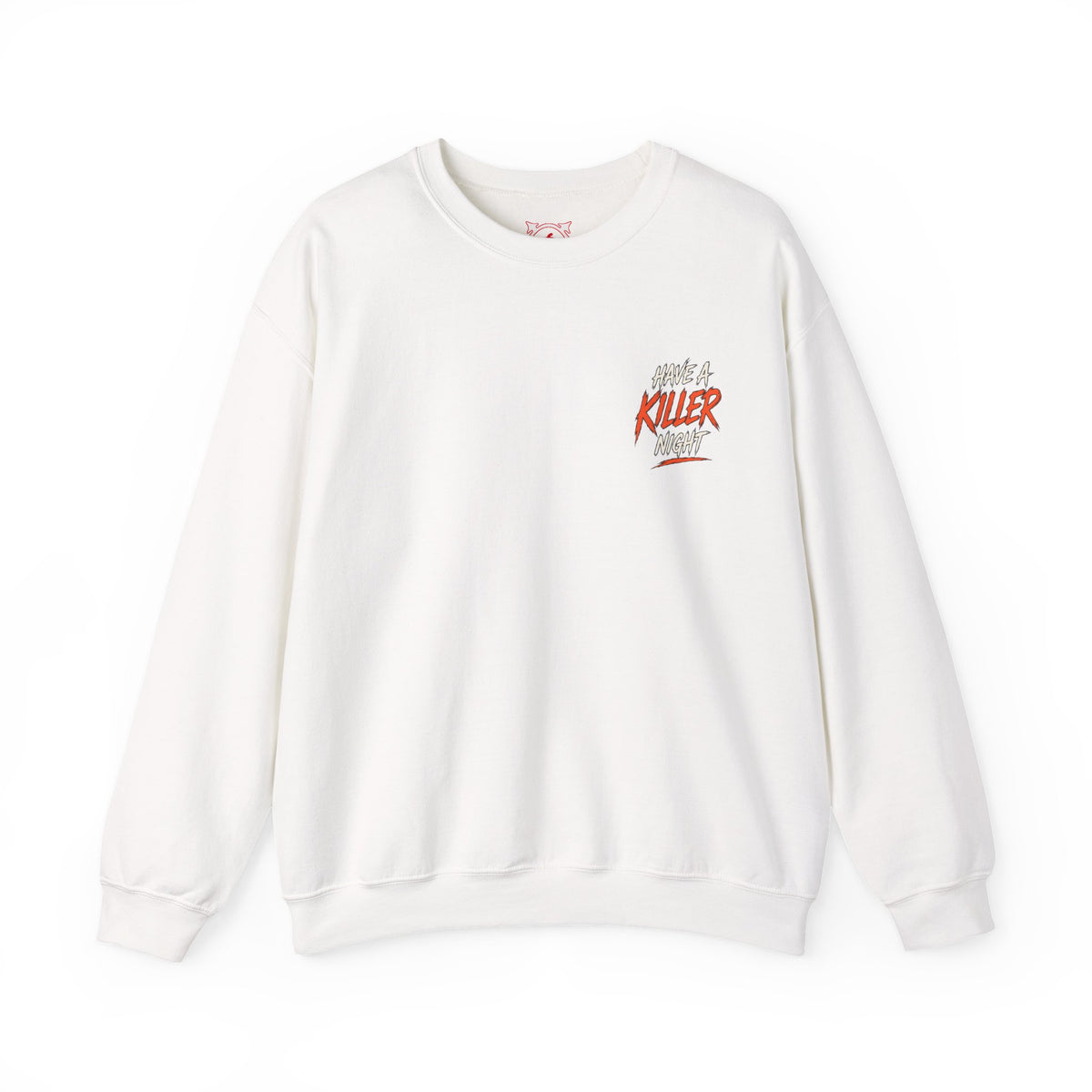 Killer Night Halloween Sweatshirt in White — front view