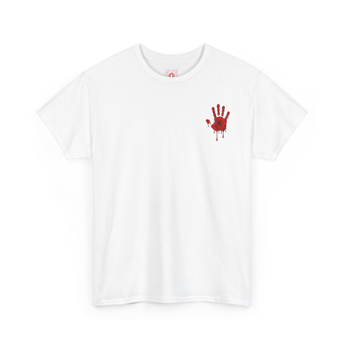 Red Handprint T-Shirt in White — front view