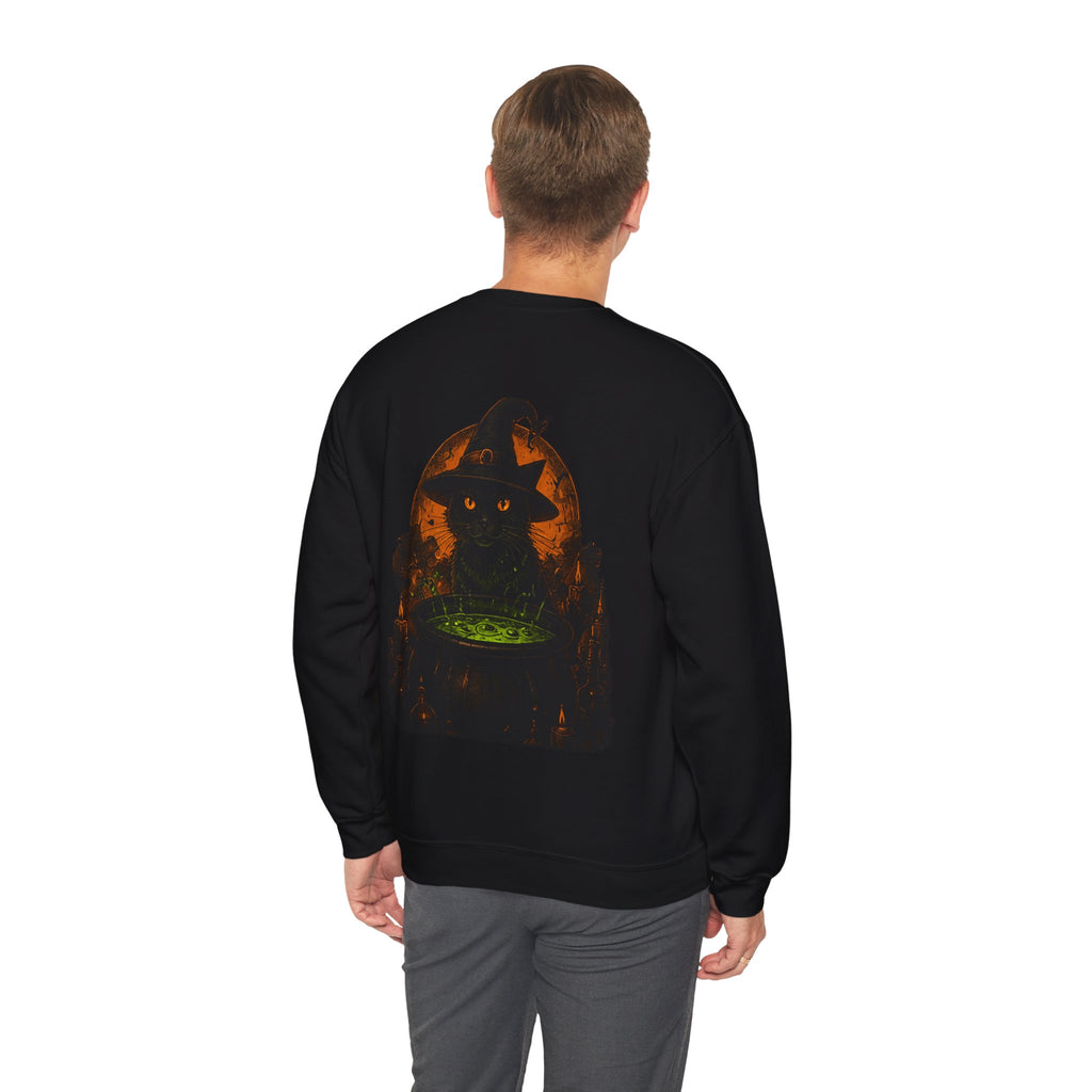 Cauldron Club Black Cat Sweatshirt in Black — model view