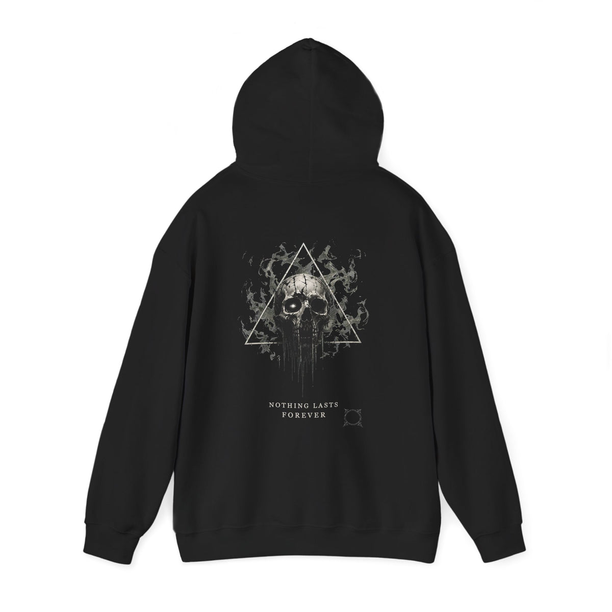 Nothing Lasts Forever Skull Hoodie in Black — back view