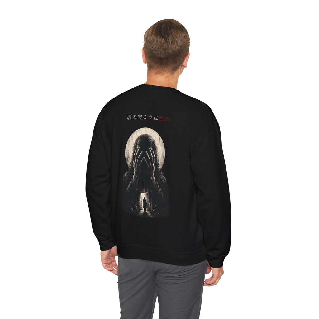 Behind Every Door Nightmare Sweatshirt in Black — model view