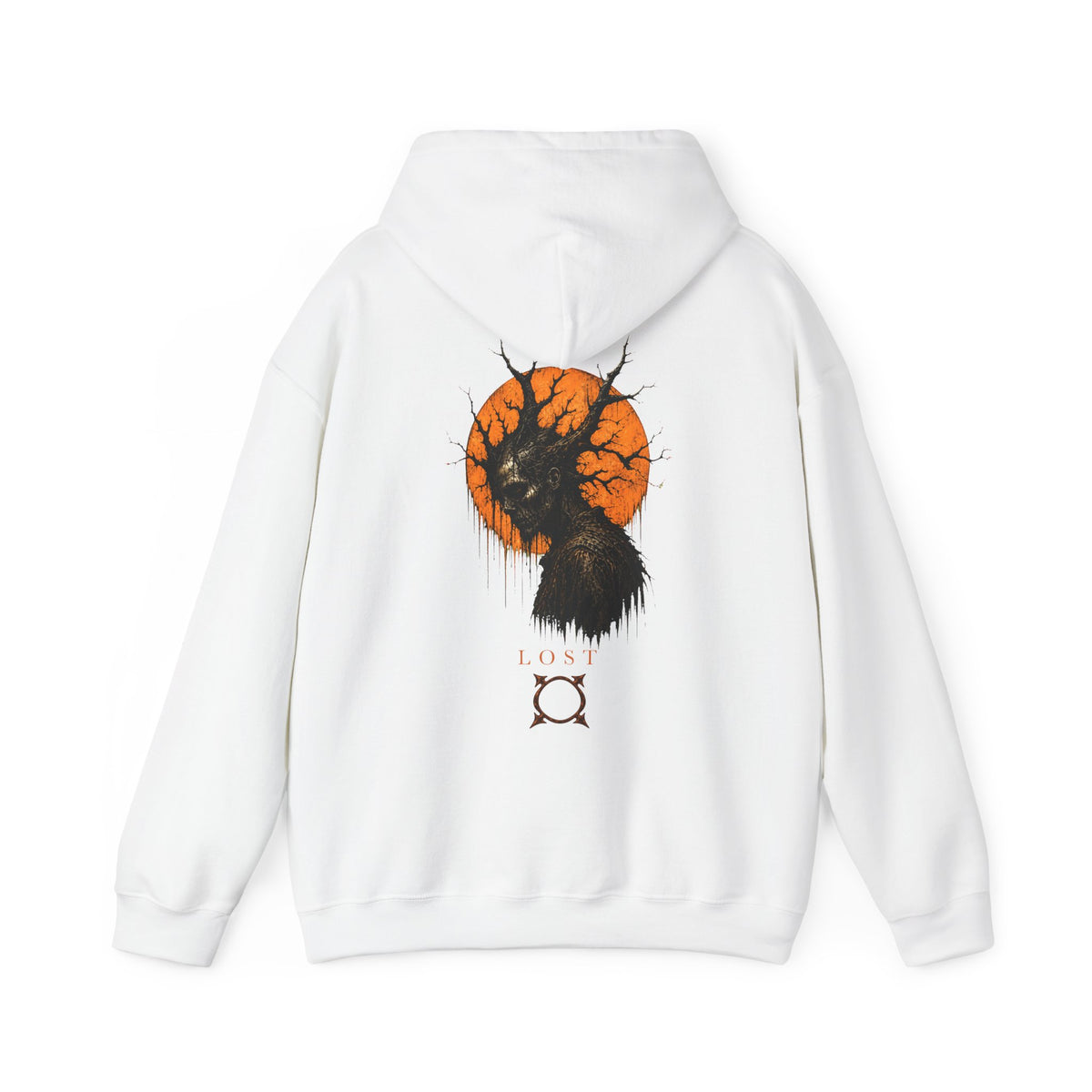 Lost Skull Hoodie in White — back view