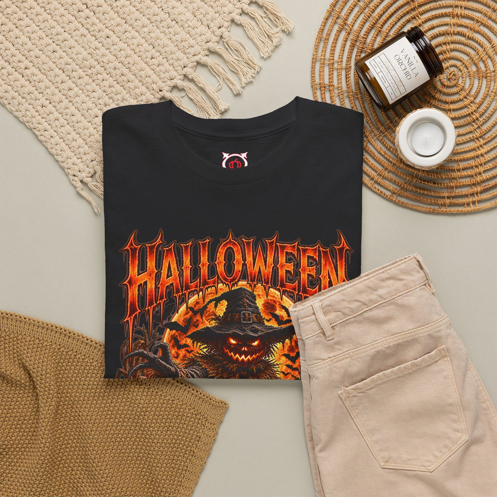 Never Forgotten Scarecrow T-Shirt in Black — folded view