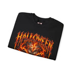 Born from Darkness Flaming Skull Sweatshirt in Black — folded view