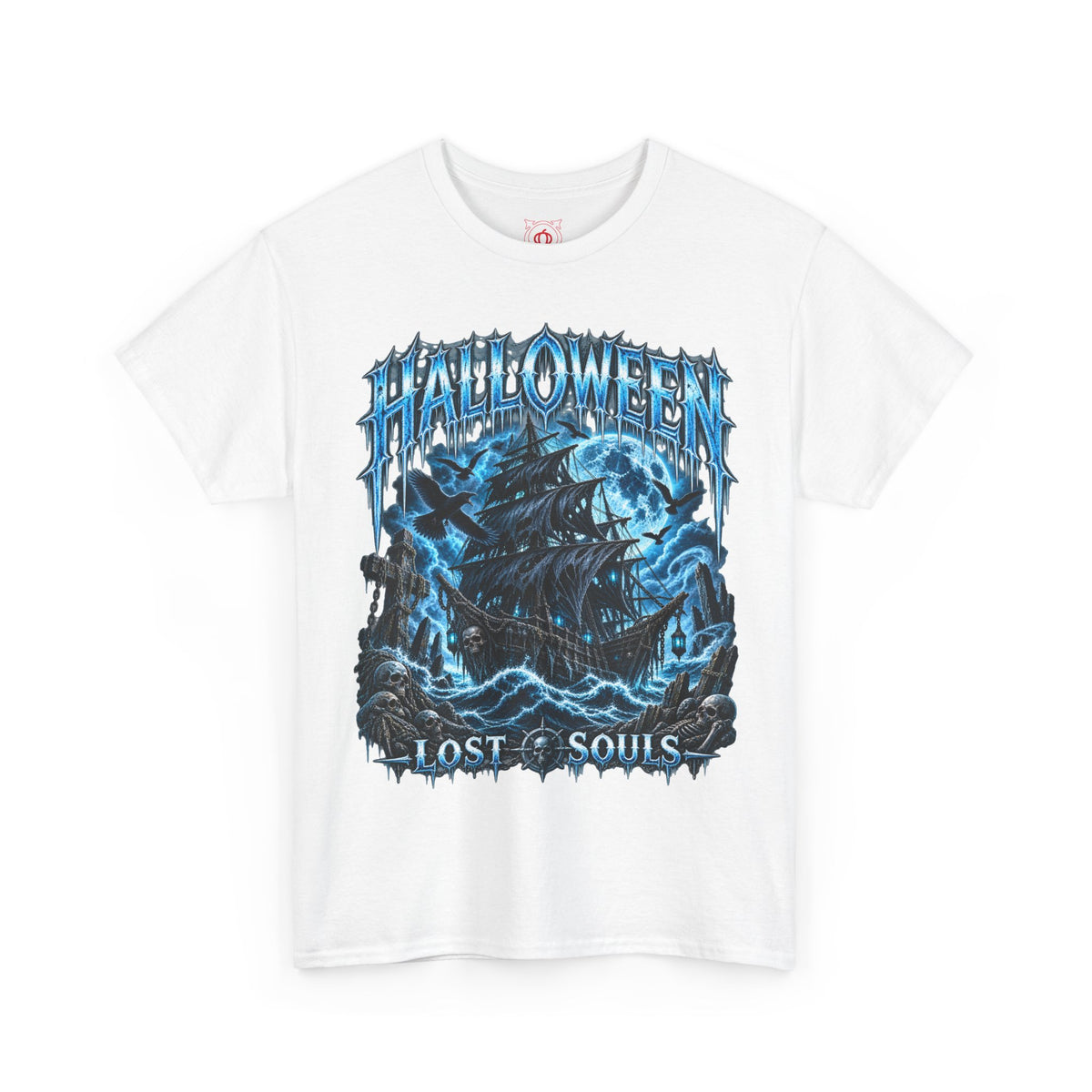 Lost Souls Ghost Ship T-Shirt in White — front view