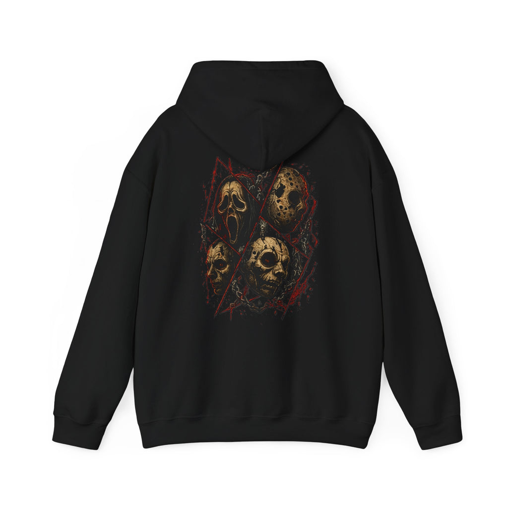 Final Cut Horror Mask Hoodie in Black — back view