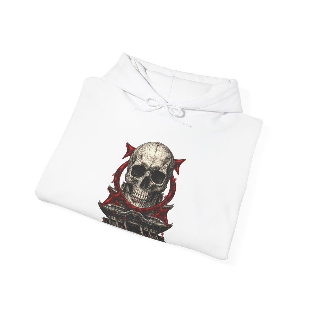 Skull Temple Hoodie in White — folded view
