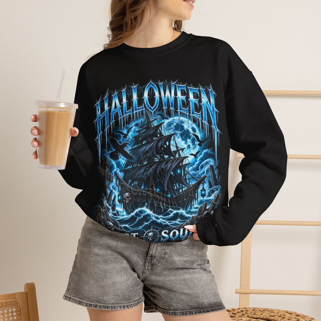 Lost Souls Ghost Ship Sweatshirt in Black — model view