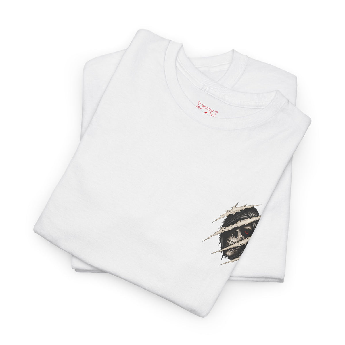 Beneath the Surface Skull T-Shirt in White — folded view