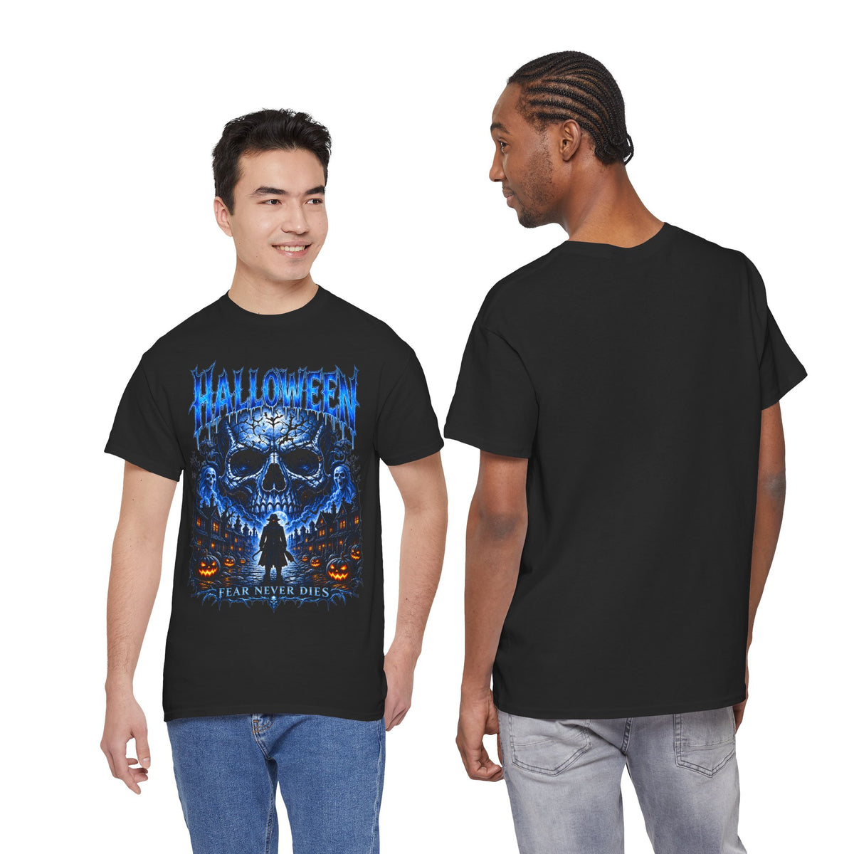 Fear Never Dies Skull T-Shirt in Black — model view