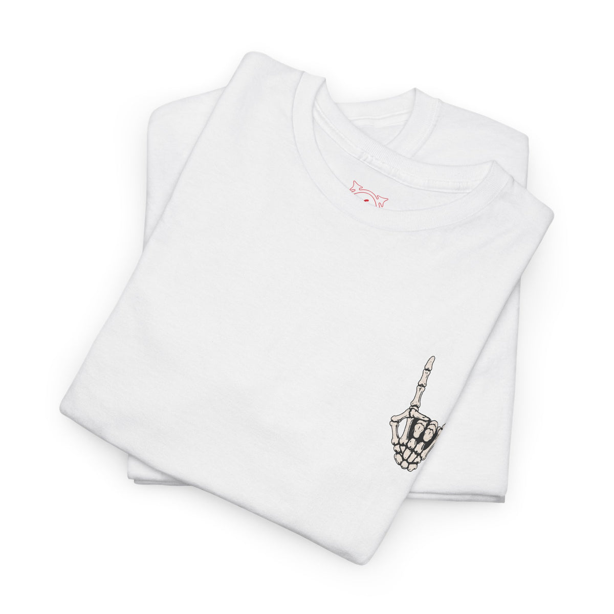 Bone Sign Skeleton Hand T-Shirt in White — folded view