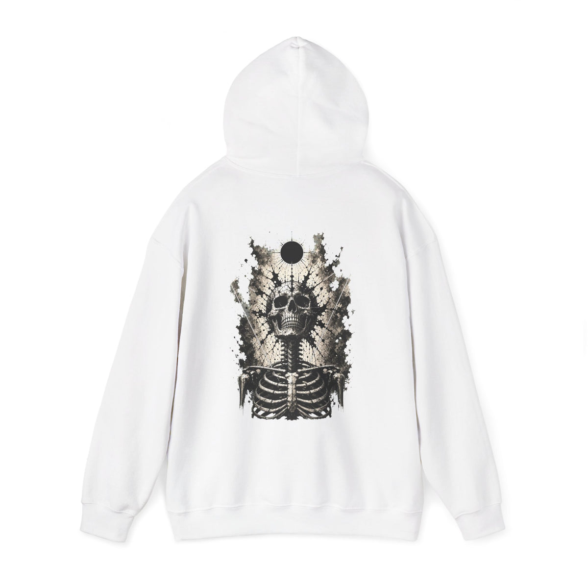 Eclipse Skeleton Hoodie in White — back view