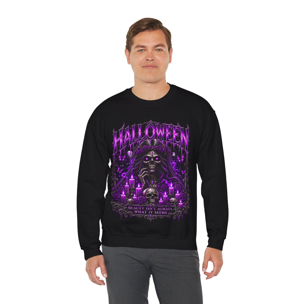 Beautiful Deception Skeleton Sweatshirt in Black — model view