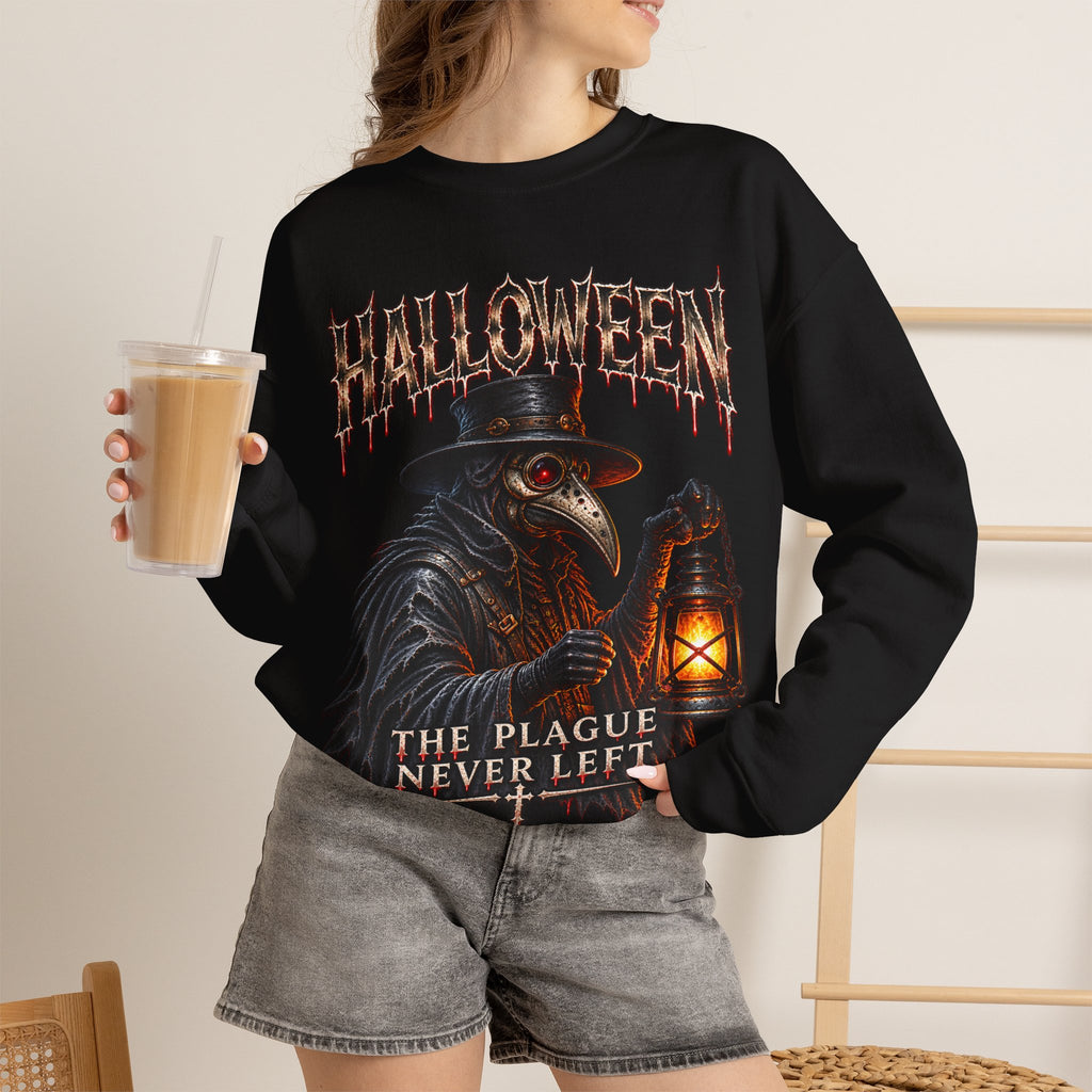 Last Lantern Plague Doctor Sweatshirt in Black — model view