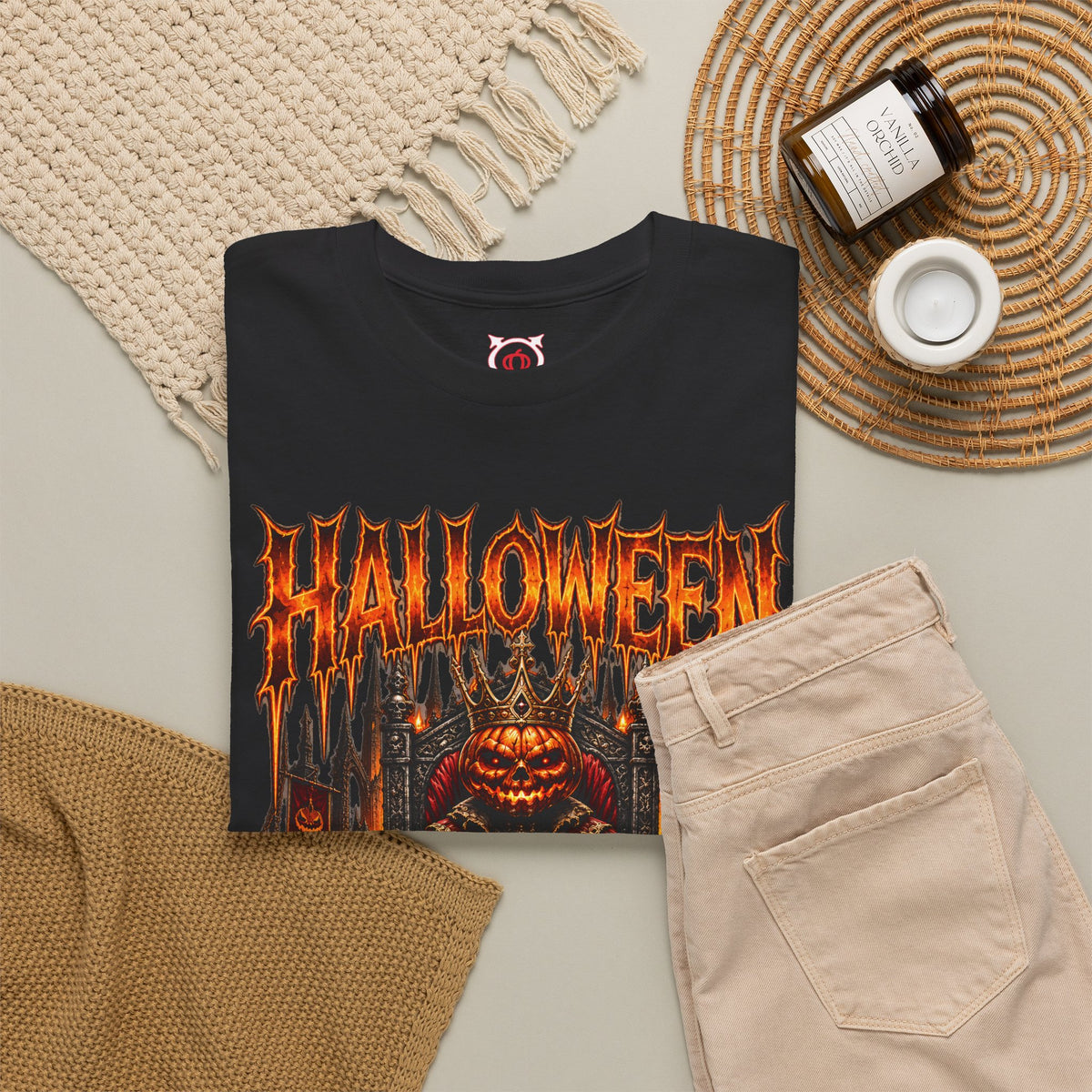 Pumpkin King T-Shirt in Black — folded view