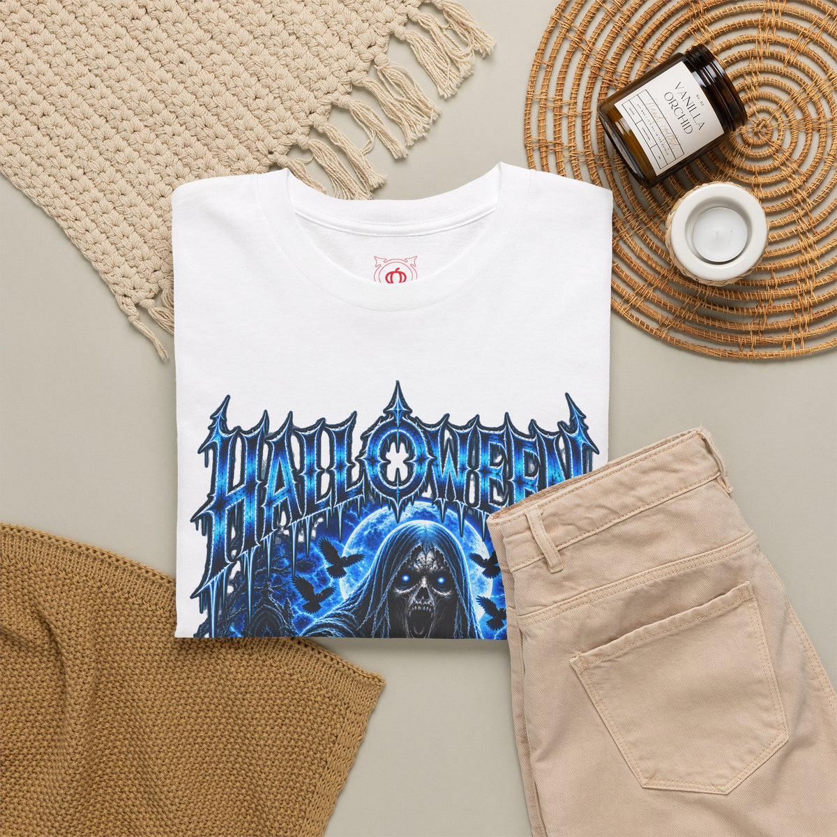 Come Closer Ghost T-Shirt in White — folded view