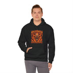 Born from Darkness Flaming Skull Hoodie in Black — model view