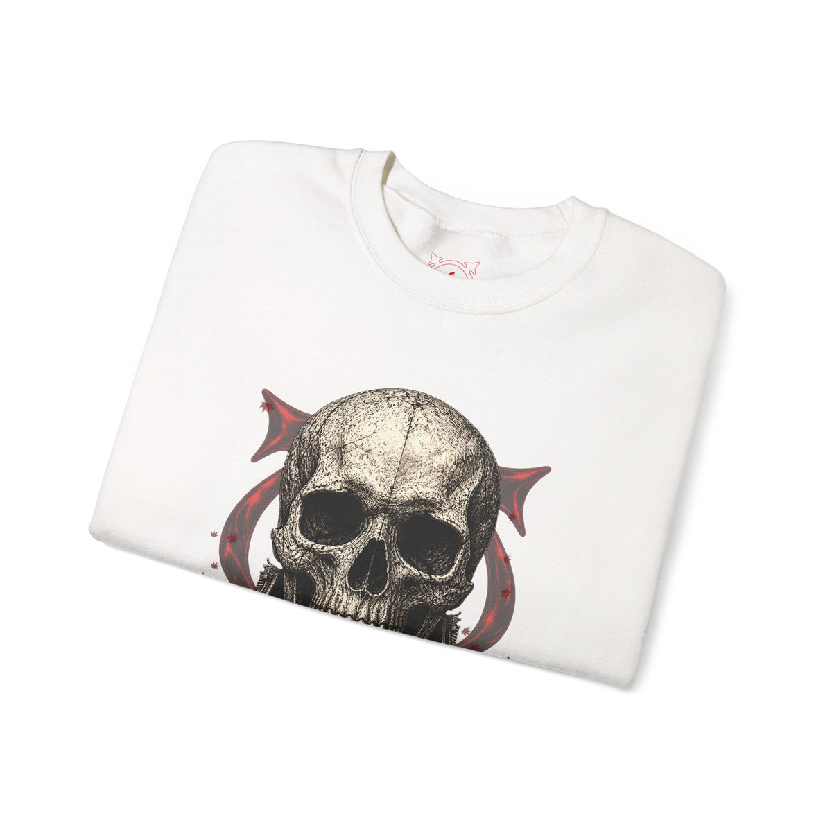 Skull Temple Sweatshirt in White — folded view