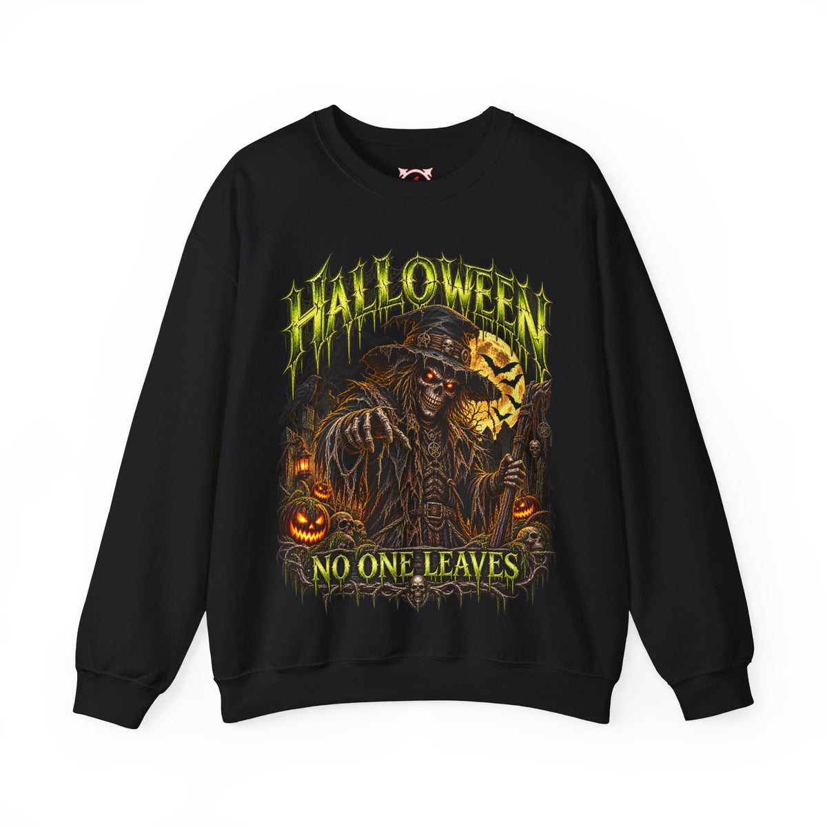 No One Leaves Scarecrow Sweatshirt in Black — front view
