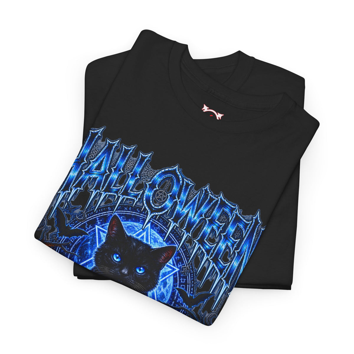 Black Cat Ritual T-Shirt in Black — folded view