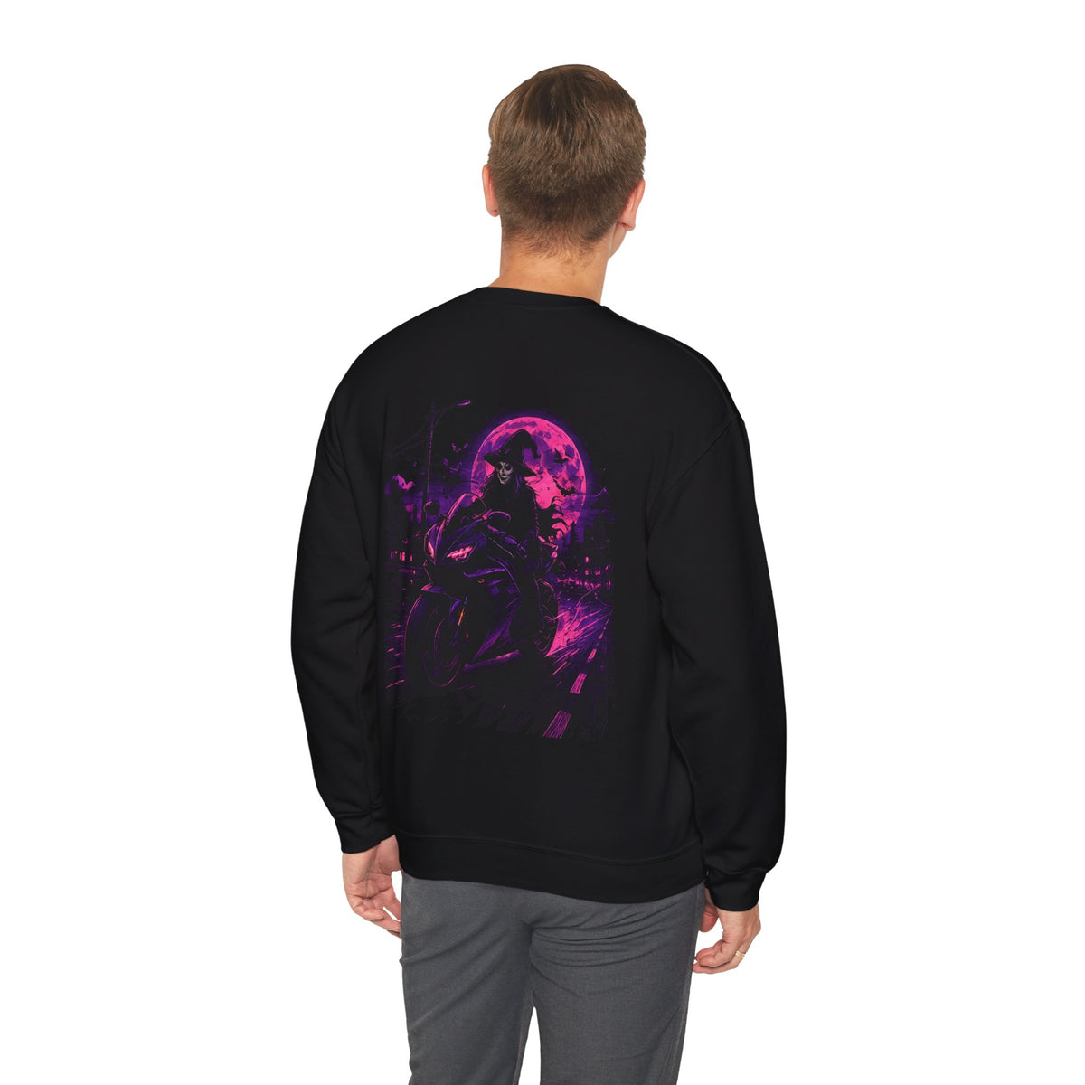 Night Ride Motorcycle Sweatshirt in Black — model view
