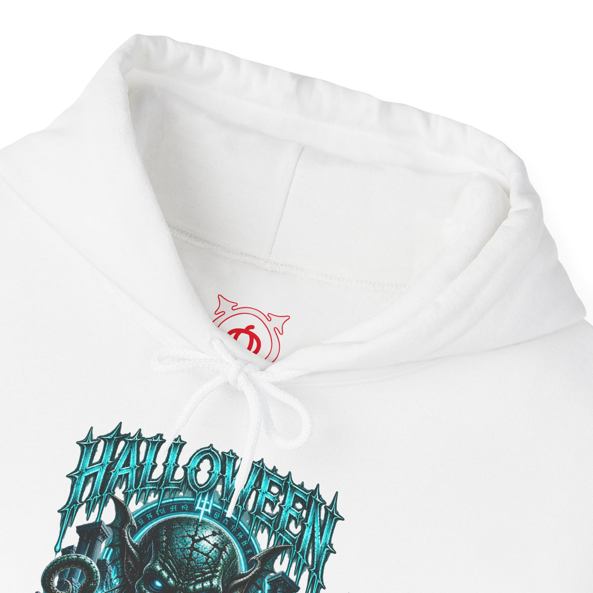 Ancient Awakening Tentacle Creature Hoodie in White — front view