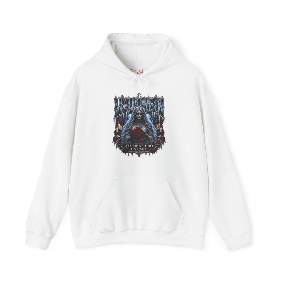 Midnight Vows Gothic Bride Hoodie in White — front view