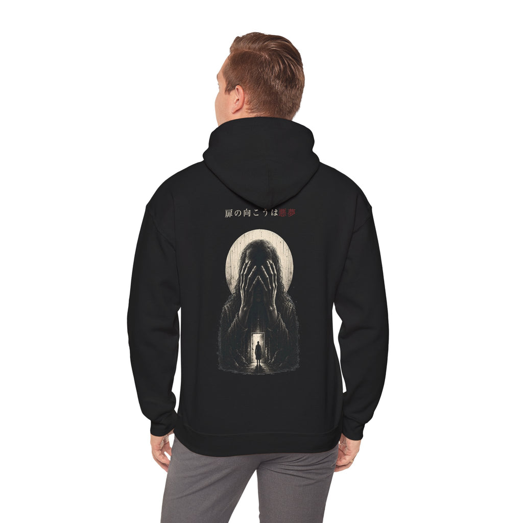 Behind Every Door Nightmare Hoodie in Black — model view