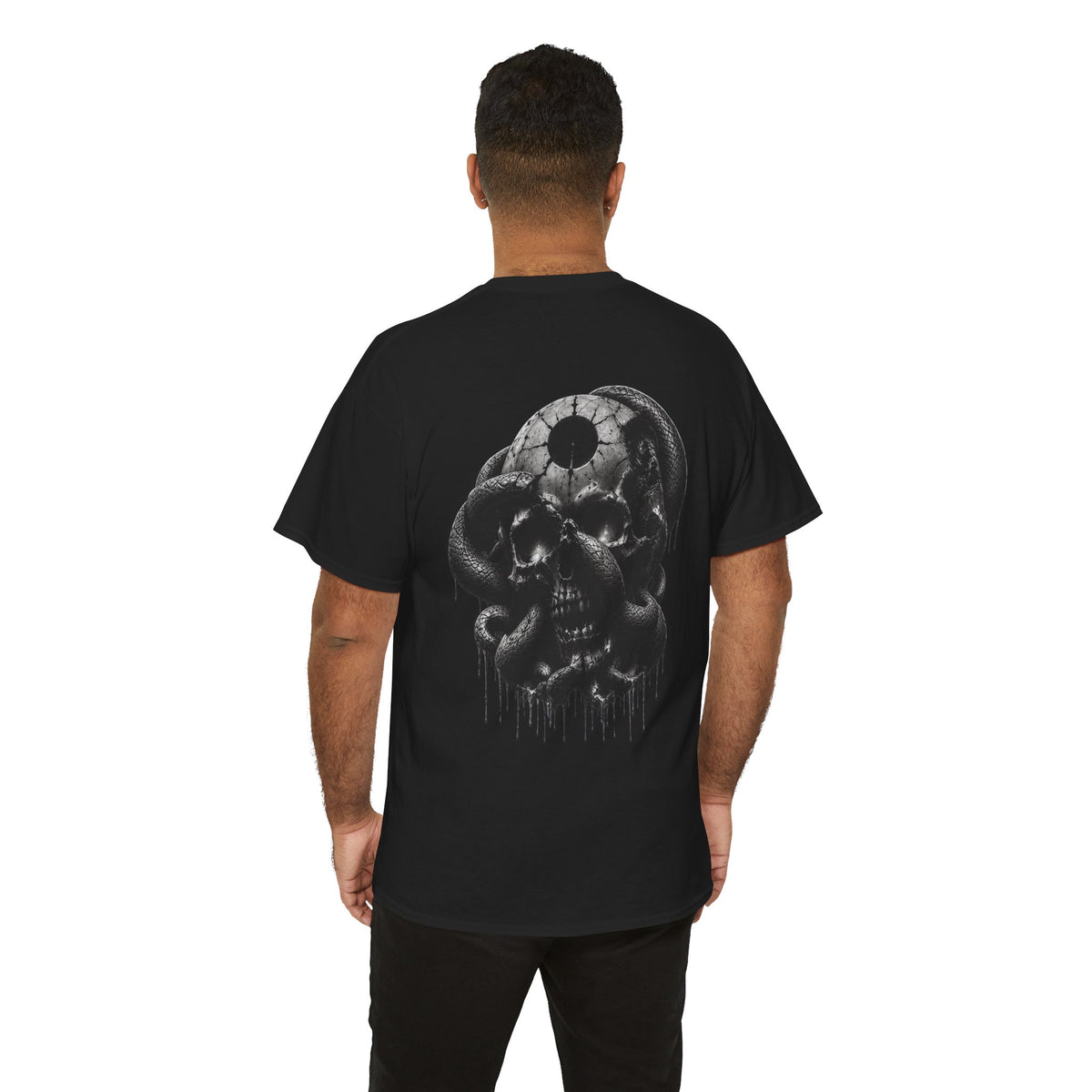 Eclipse Serpent Skull T-Shirt in Black — model view