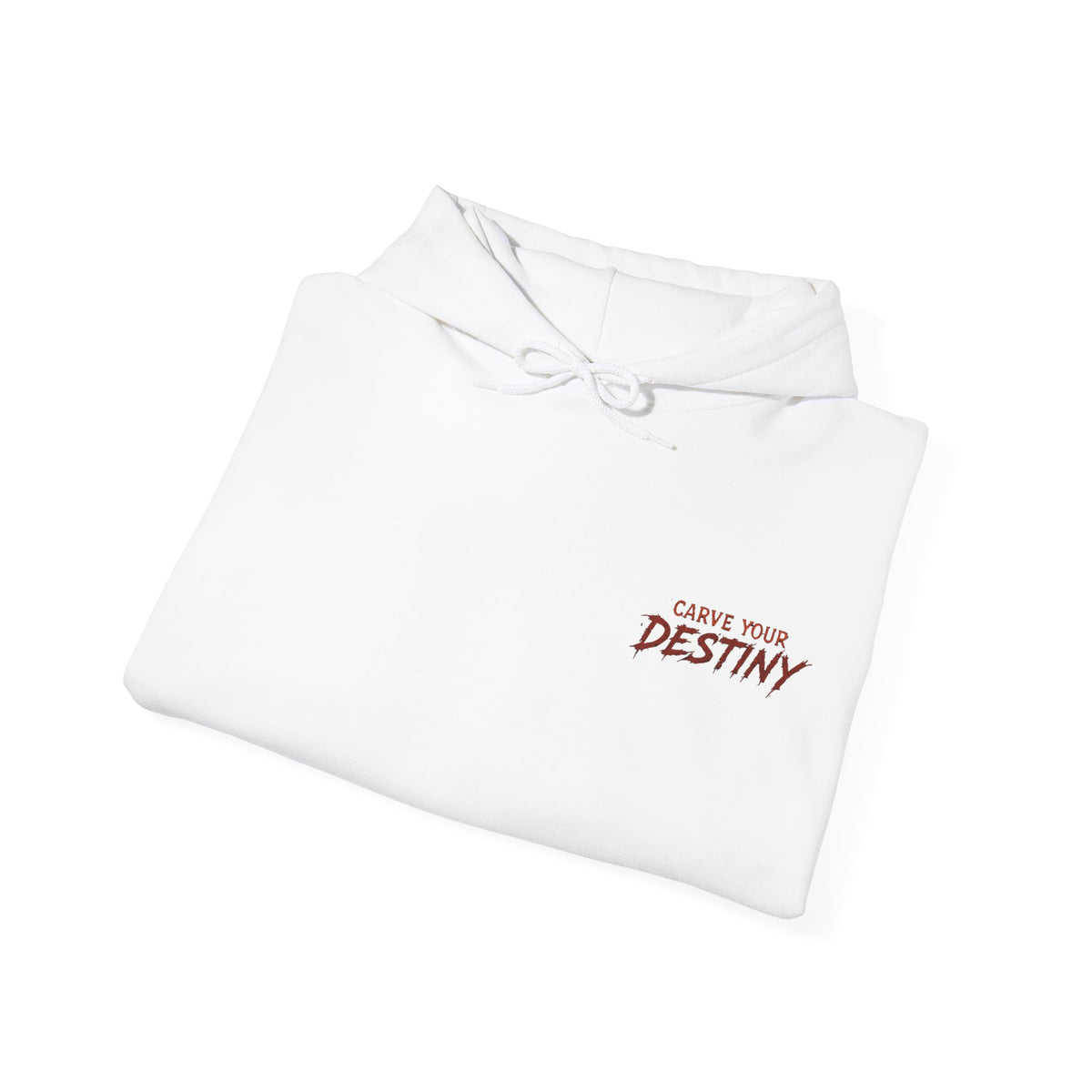 Carve Your Destiny Pumpkin Hoodie in White — folded view
