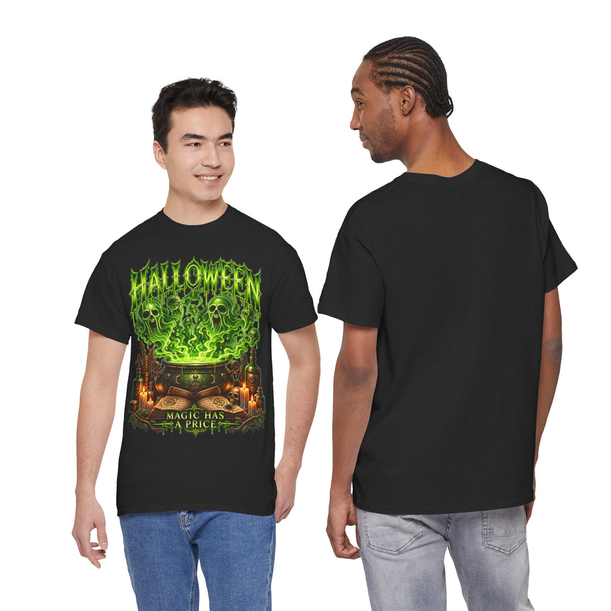 Magic Has a Price Cauldron T-Shirt in Black — model view