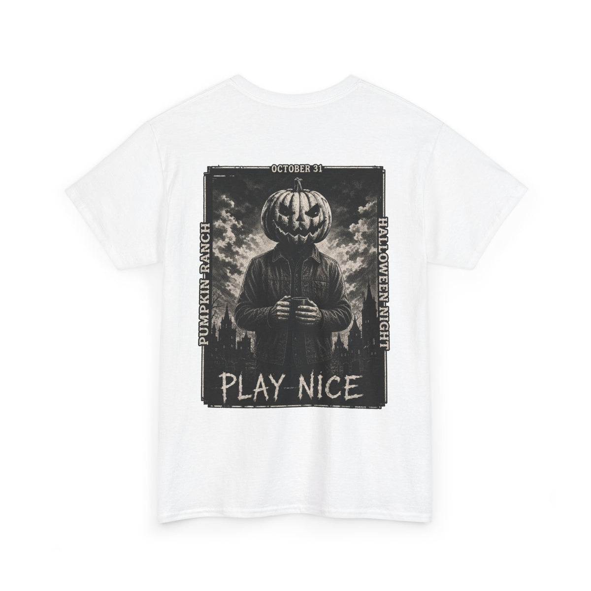 Play Nice Pumpkin T-Shirt in White — back view