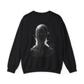 Silent Help Faceless Figure Sweatshirt in Black — back view