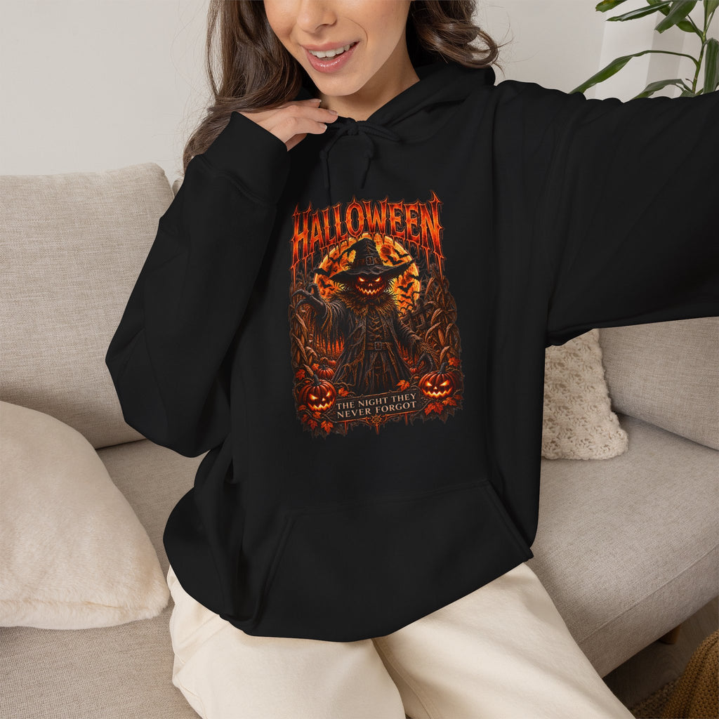 Never Forgotten Scarecrow Hoodie in Black — model view