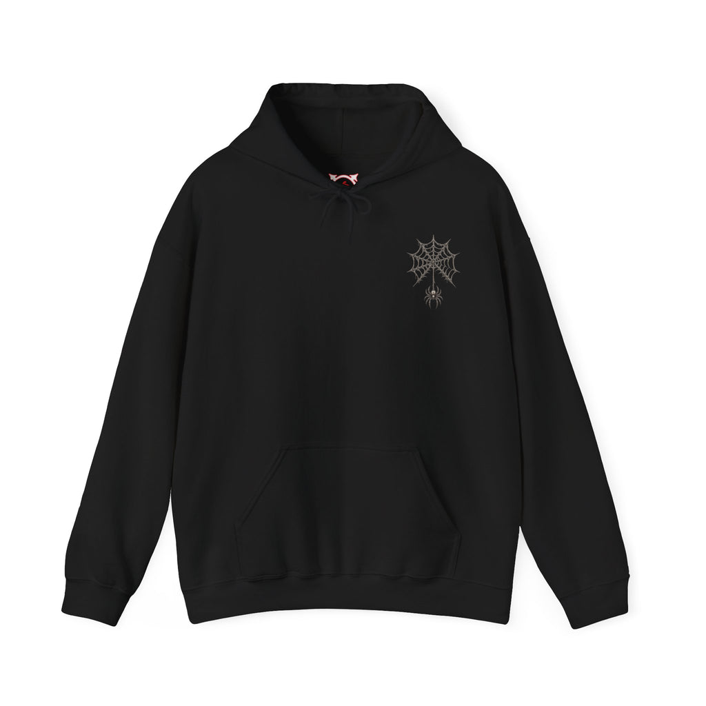 Spider Web Hoodie in Black — front view