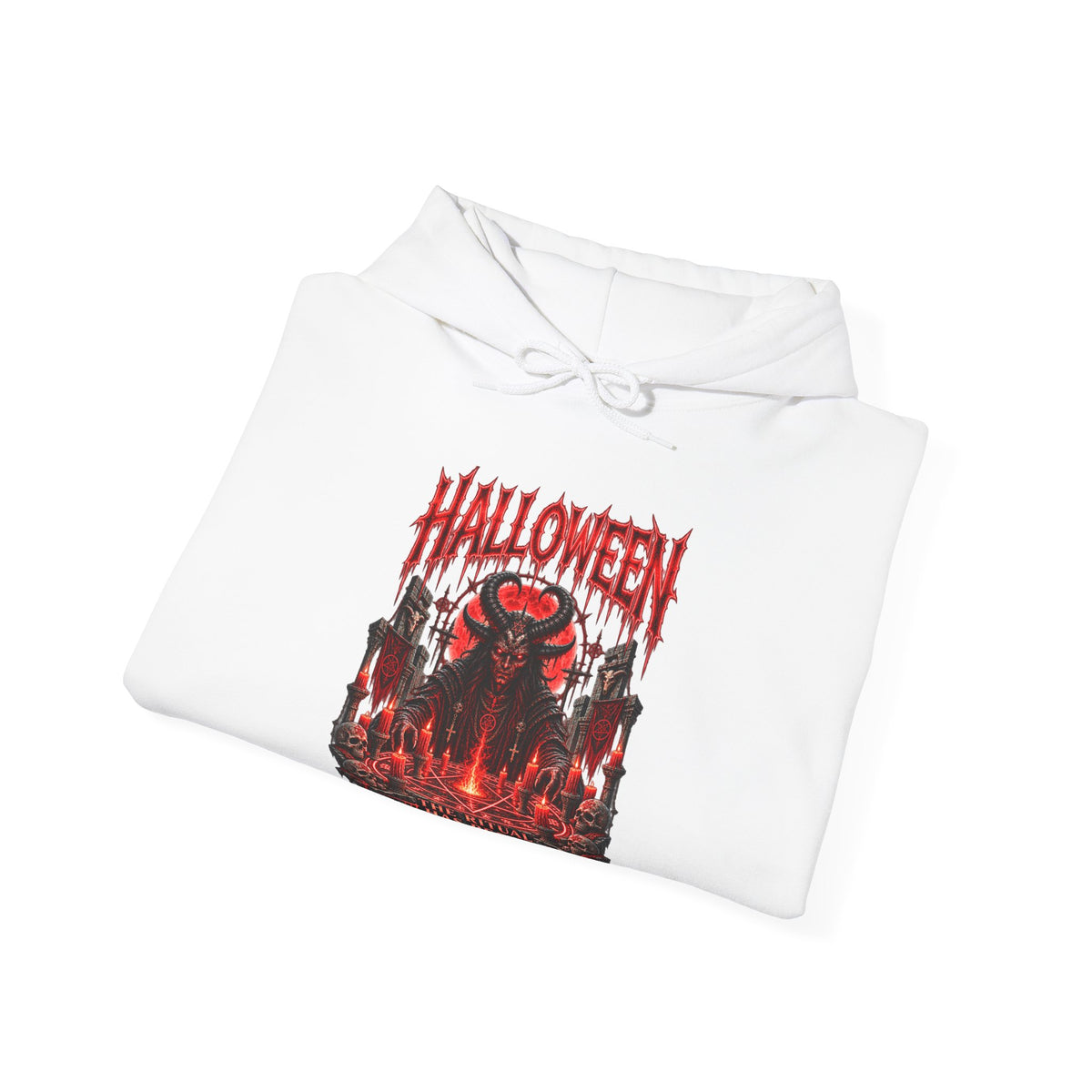 The Ritual Occult Hoodie in White — folded view