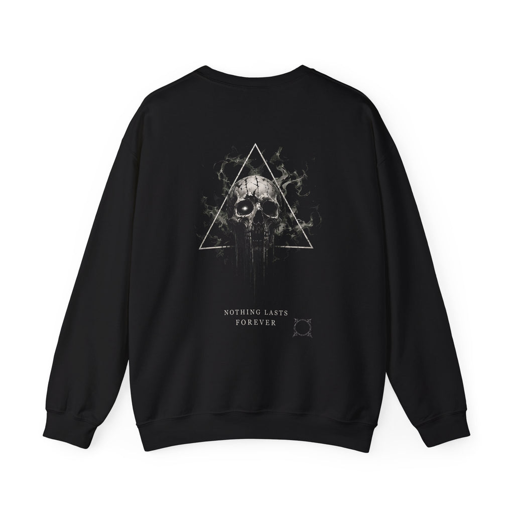 Nothing Lasts Forever Skull Sweatshirt in Black — back view