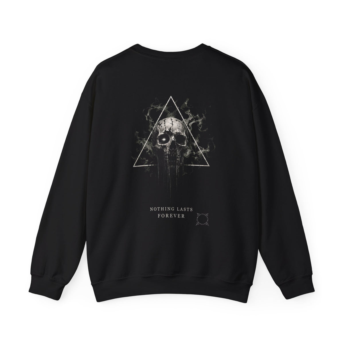 Nothing Lasts Forever Skull Sweatshirt in Black — back view