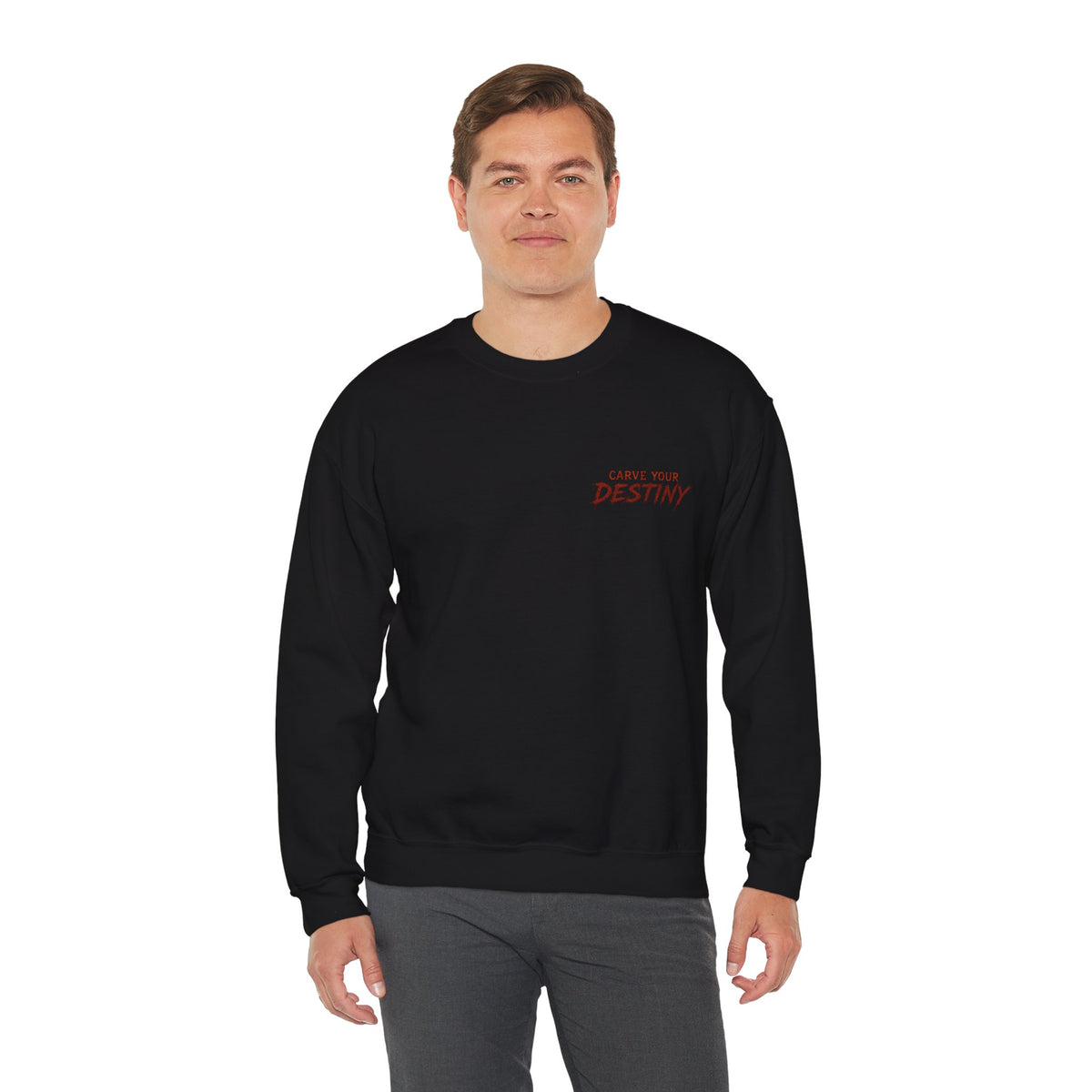Carve Your Destiny Pumpkin Sweatshirt in Black — model view