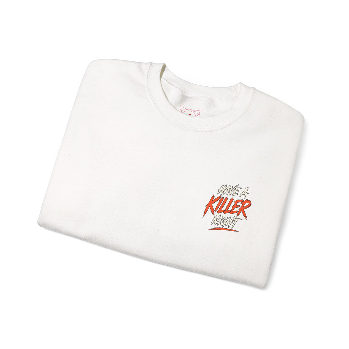 Killer Night Halloween Sweatshirt in White — folded view
