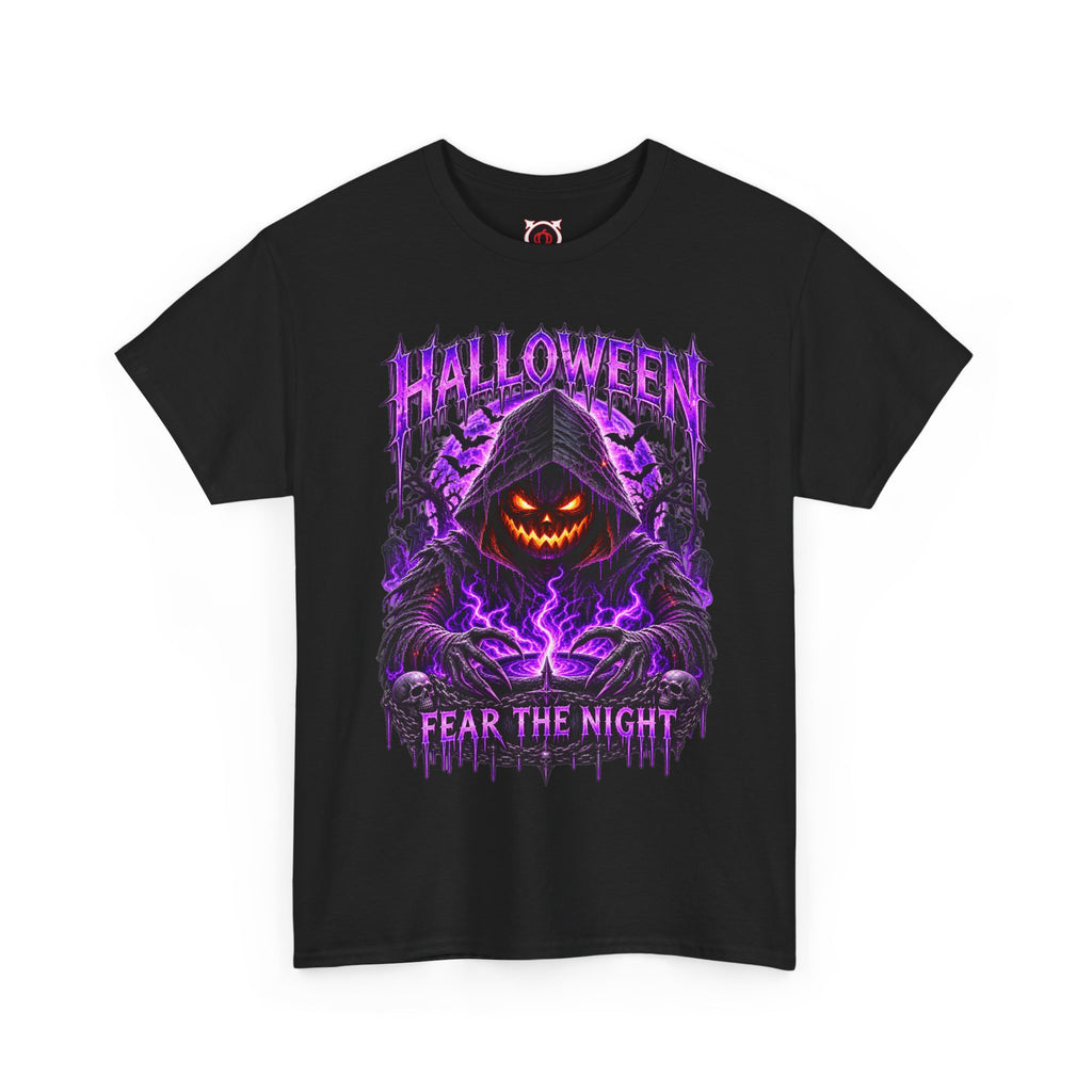 Fear the Night Pumpkin T-Shirt in Black — front view