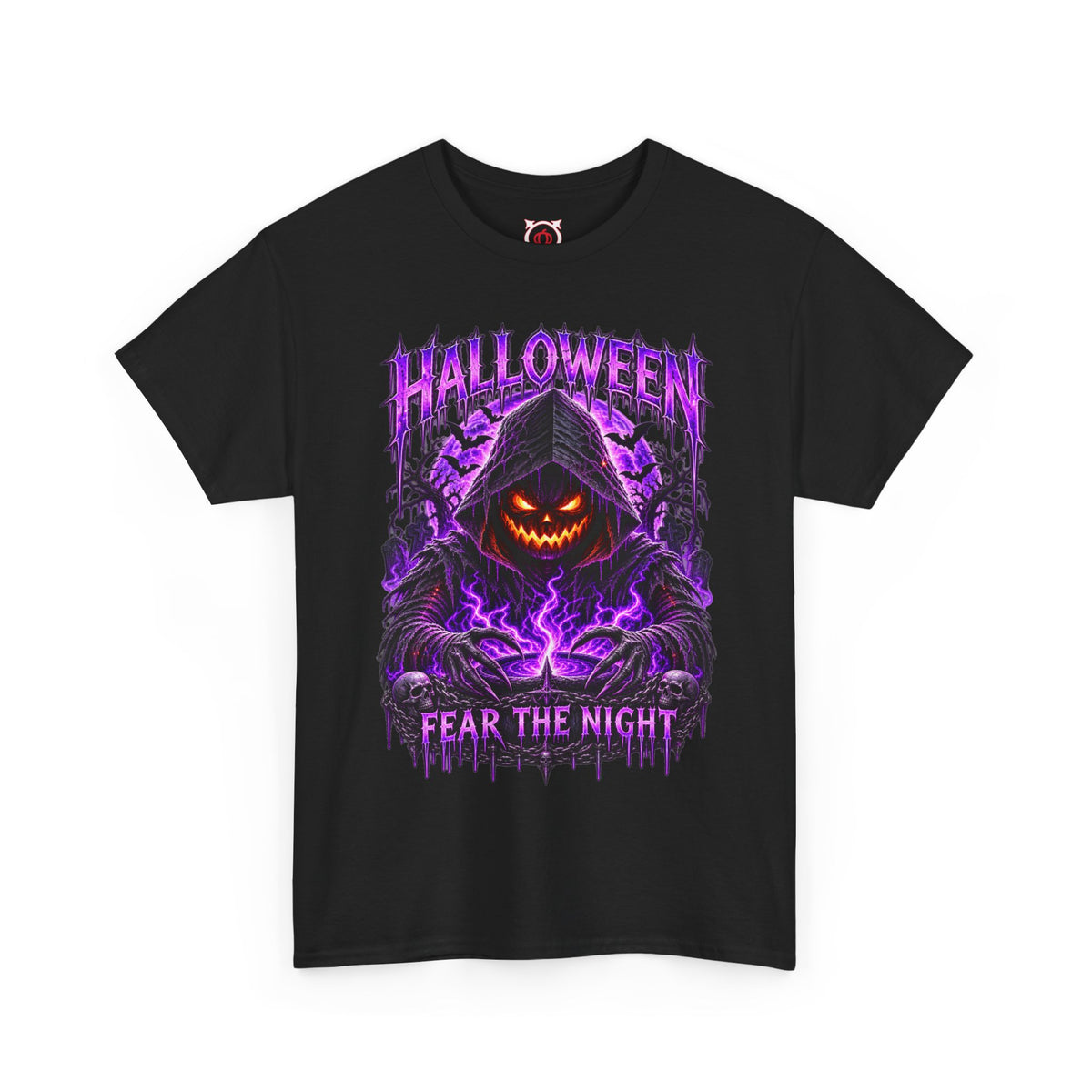 Fear the Night Pumpkin T-Shirt in Black — front view