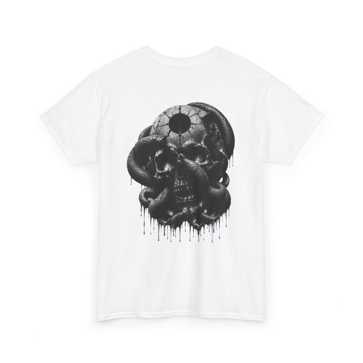 Eclipse Serpent Skull T-Shirt in White — back view