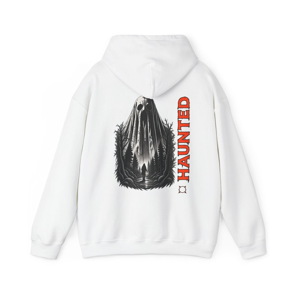 Haunted Ghost Hoodie in White — back view