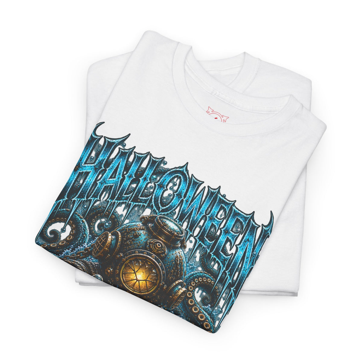 Drown Your Fears Deep Sea T-Shirt in White — folded view