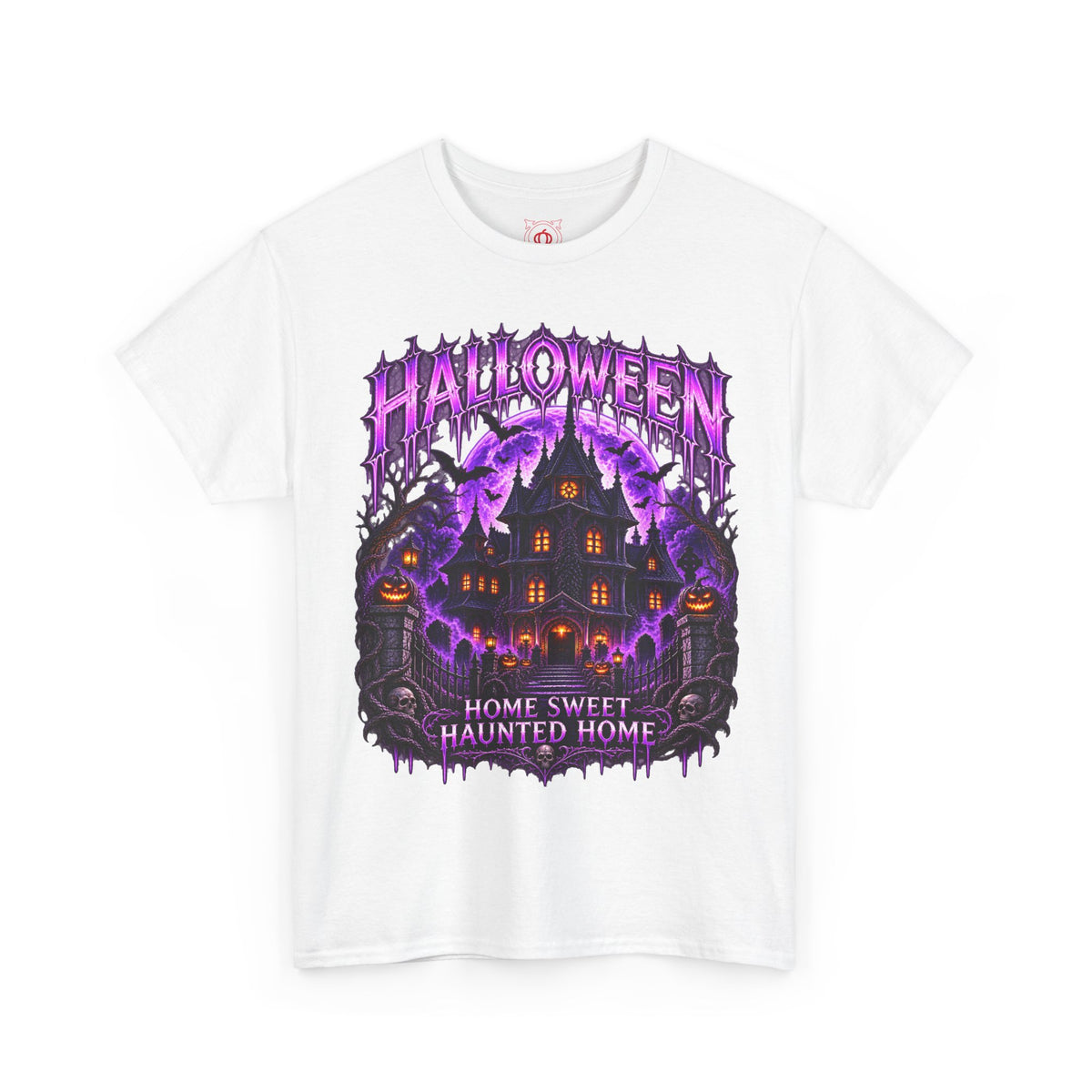 Haunted Home T-Shirt in White — front view