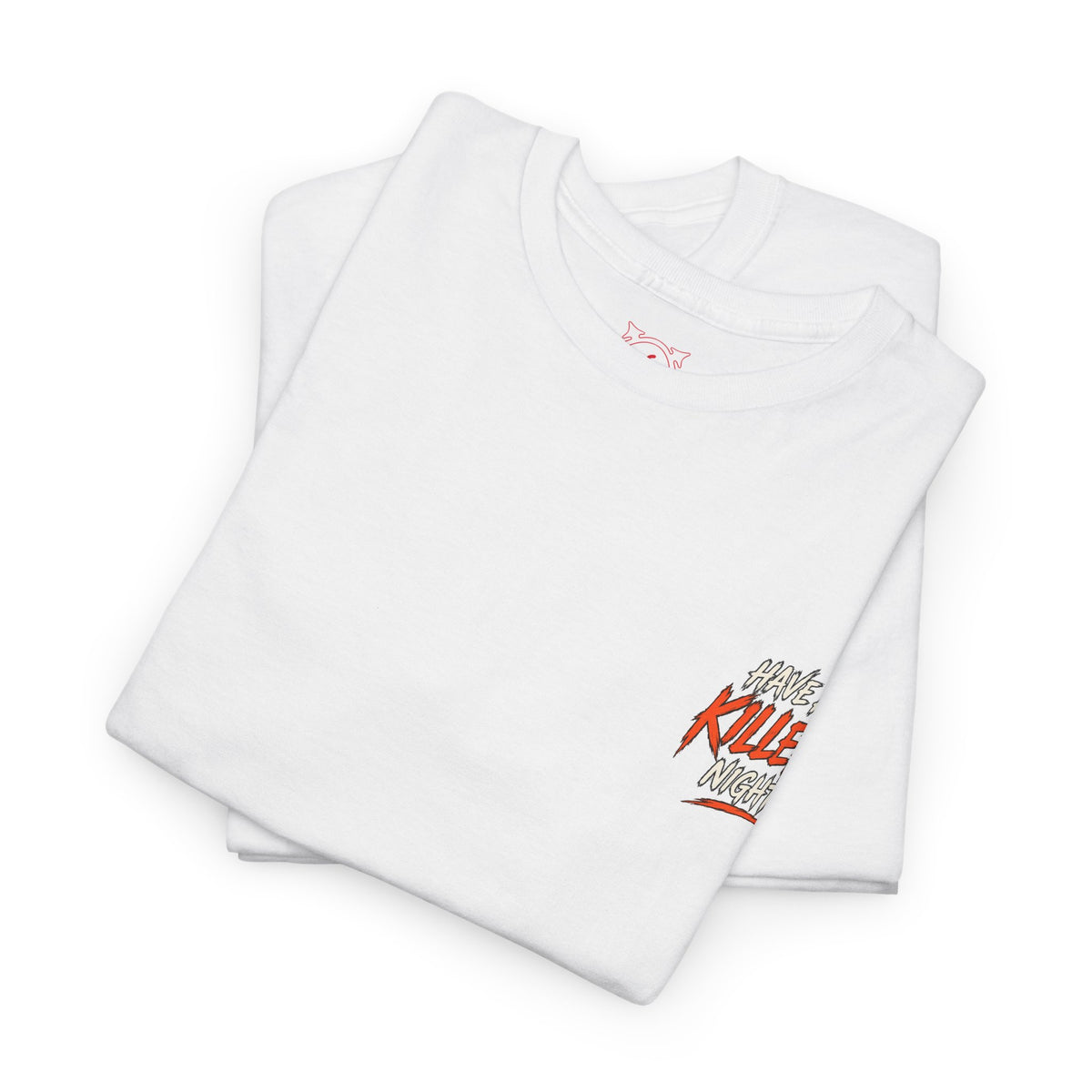 Killer Night Halloween T-Shirt in White — folded view