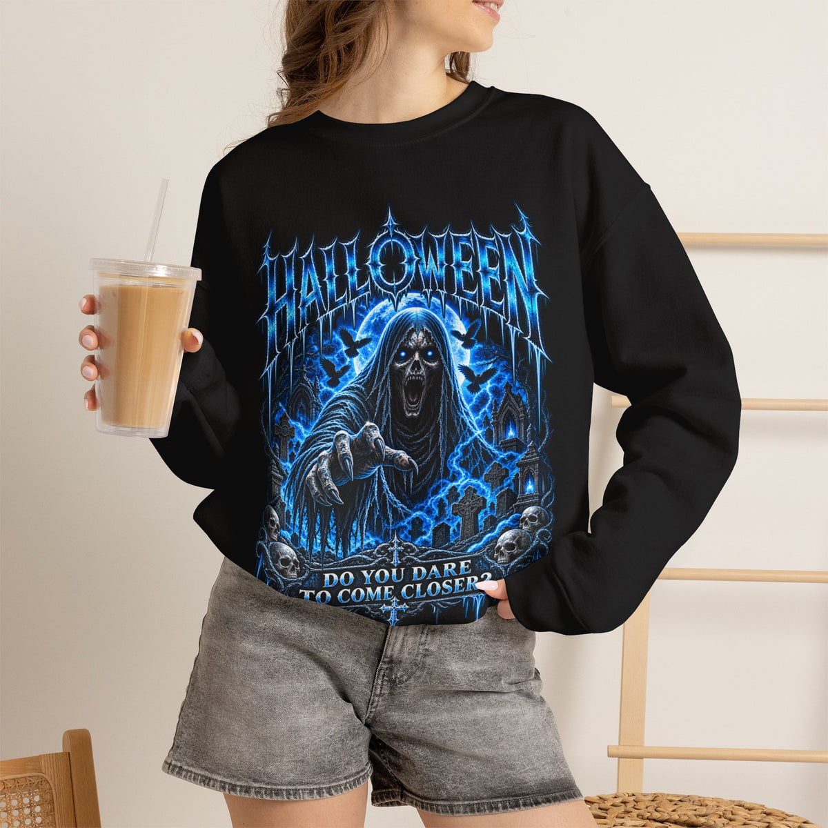 Come Closer Ghost Sweatshirt in Black — model view