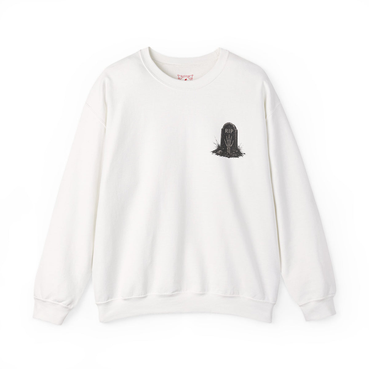 RIP Tombstone Sweatshirt in White — front view