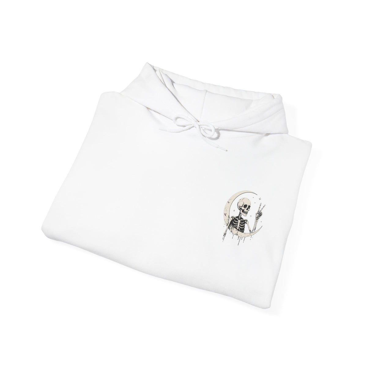 Crescent Skeleton Hoodie in White — folded view